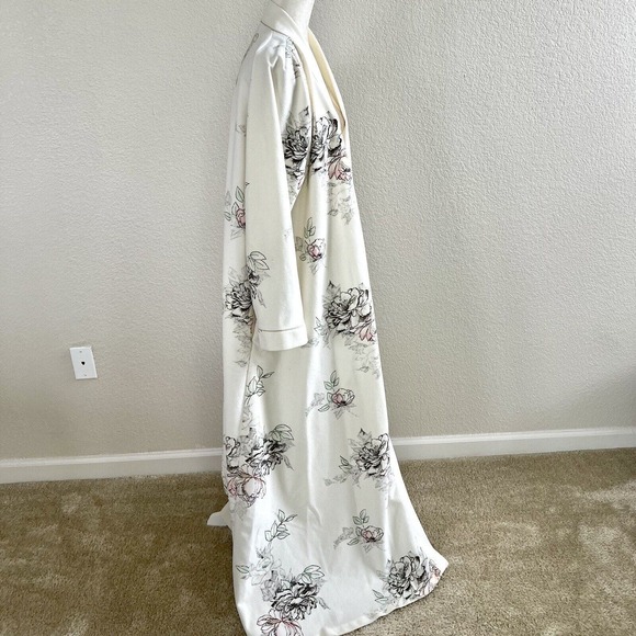 Vintage 80s Miss Elaine Large Fleece Robe Tie Front Side Pockets Country Cottage - Picture 6 of 16